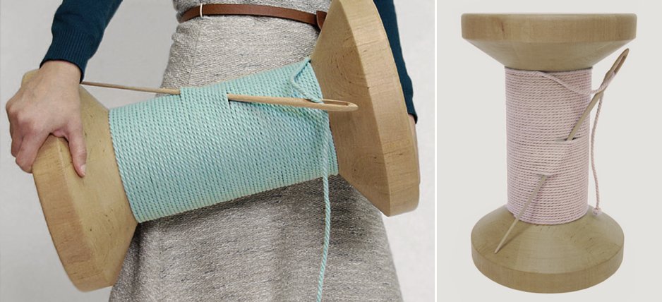 Дизайнерский табурет Thread Reel Wooden Stool - фото №1