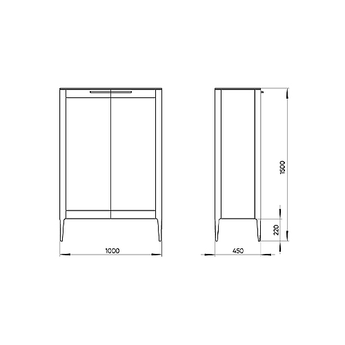 Витрина светло-серая с 2-мя стеклянными дверцами и 3-мя полками Type  в Сочи