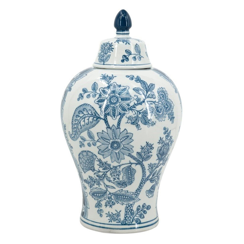 Ваза с крышкой и голубым цветочным рисунком 37 см Blue & White Ornament Белый Голубой Ваза с крышкой и голубым цветочным рисунком 37 см Blue & White Ornament Белый Голубой в Сочи | Loft Concept