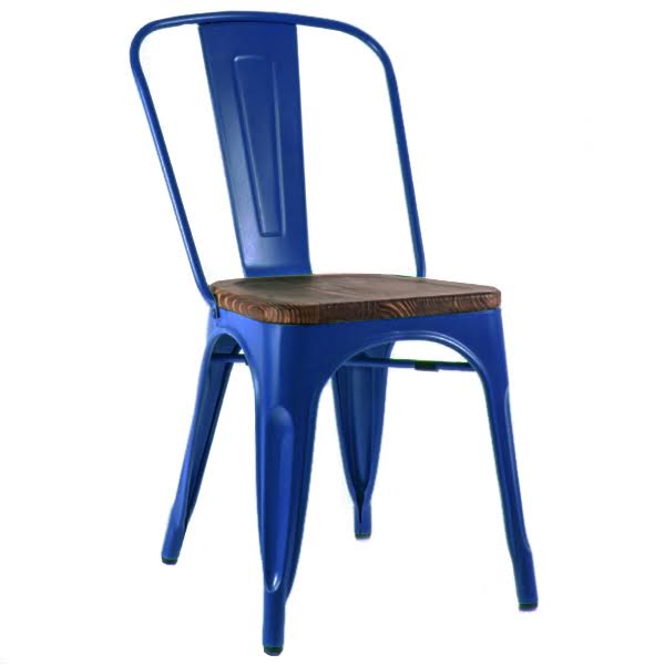 Кухонный стул Tolix Chair Wood Blue Синий Синий Коричневый в Сочи | Loft Concept 