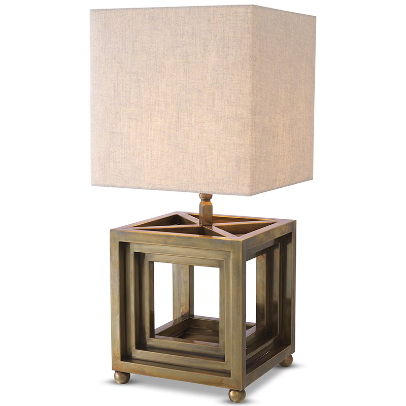 Настольная лампа Eichholtz Table Lamp Bellagio Brass Винтажная латунь Бежево-серый в Сочи | Loft Concept 