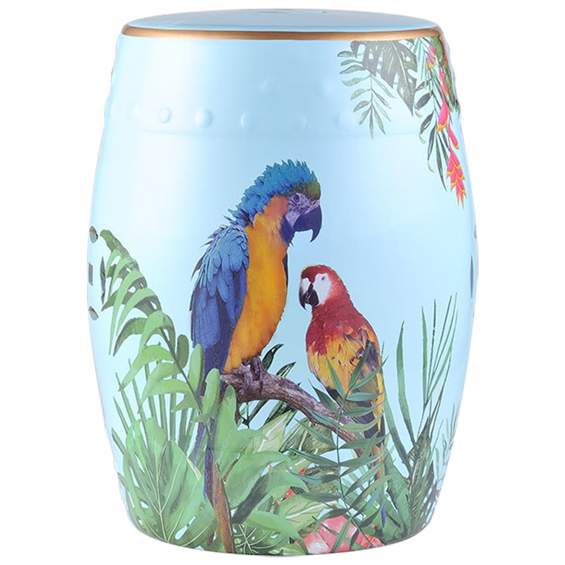 Керамический табурет Parrots Tropical Animal Ceramic Stool Blue Голубой Мульти в Сочи | Loft Concept 