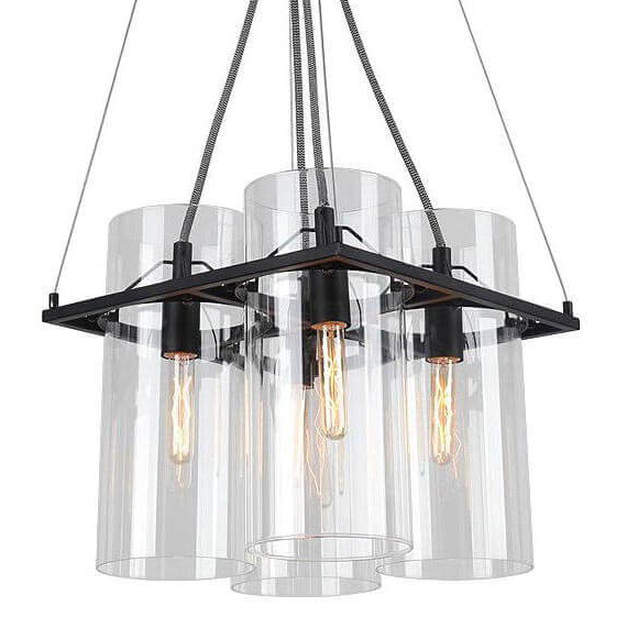 Люстра Glass Cylinder Chandelier Прозрачный Черный в Сочи | Loft Concept 