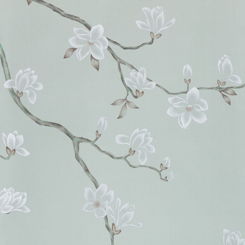 Обои ручная роспись Magnolia Canopy Original Colourway on Adam Grey dyed silk Обои ручная роспись Magnolia Canopy Original Colourway on Adam Grey dyed silk в Сочи | Loft Concept