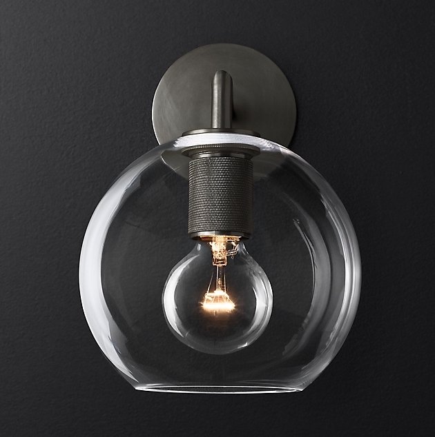 Бра RH Utilitaire Globe Shade Single Sconce Black Черный Темная бронза в Сочи | Loft Concept 