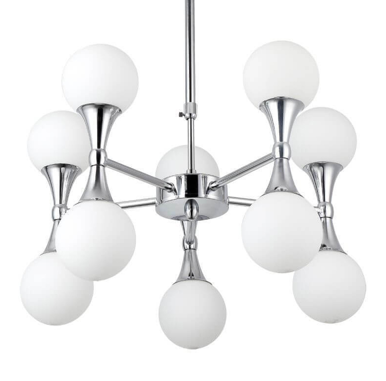 Люстра Ball Valley Chandelier Chromium 10 Белый Хром в Сочи | Loft Concept 