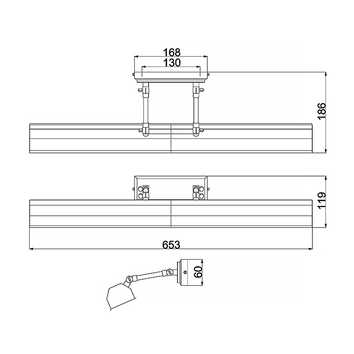 Светильник для картин с призматическим плафоном и двойными регулируемыми шарнирами Elstead Lighting в Сочи
