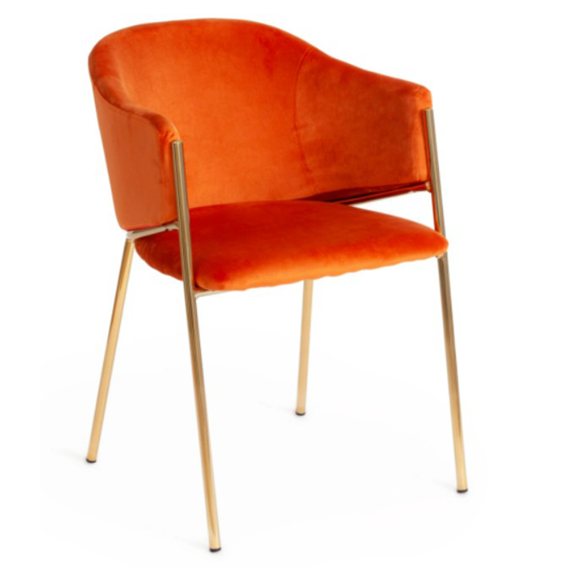 Стул Faisal Orange Velvet Chair Оранжевый Глянцевое золото в Сочи | Loft Concept 