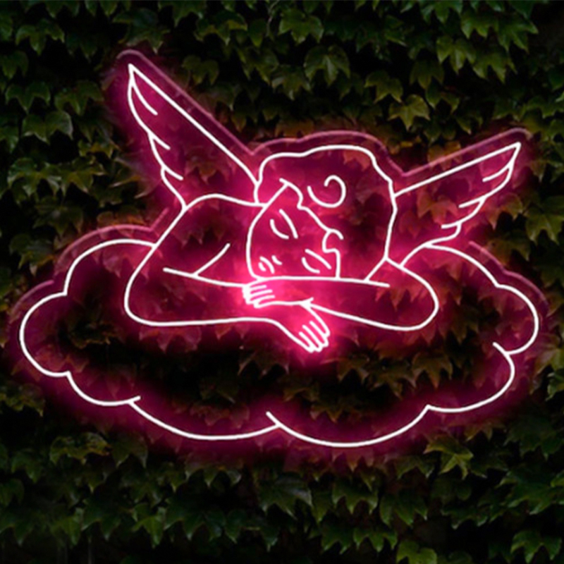 Неоновая настенная лампа Sleeping Angel Neon Wall Lamp Розовый Прозрачный Розовый в Сочи | Loft Concept 