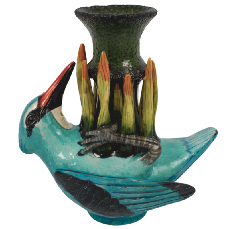 Ваза Голубая Птичка Woodland Kingfisher Vase Синий в Сочи | Loft Concept 