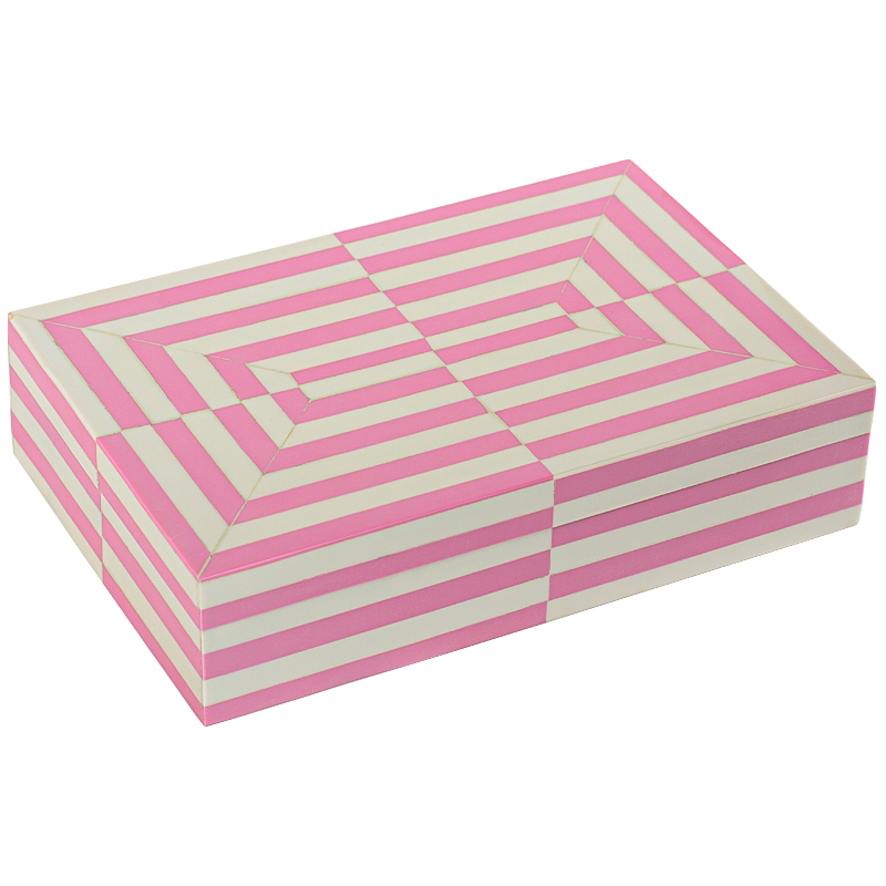 Шкатулка Pink White Stripes Bone Inlay Box Розовый Белый в Сочи | Loft Concept 