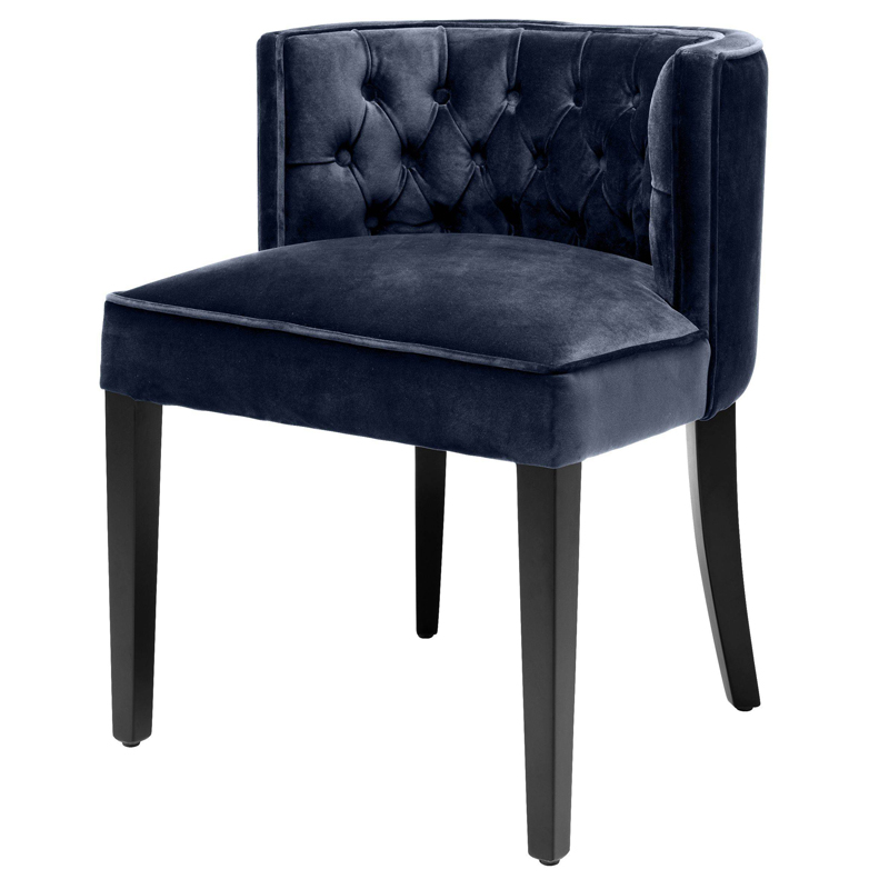 Стул Eichholtz Dining Chair Dearborn blue Темно-синий Черный в Сочи | Loft Concept 