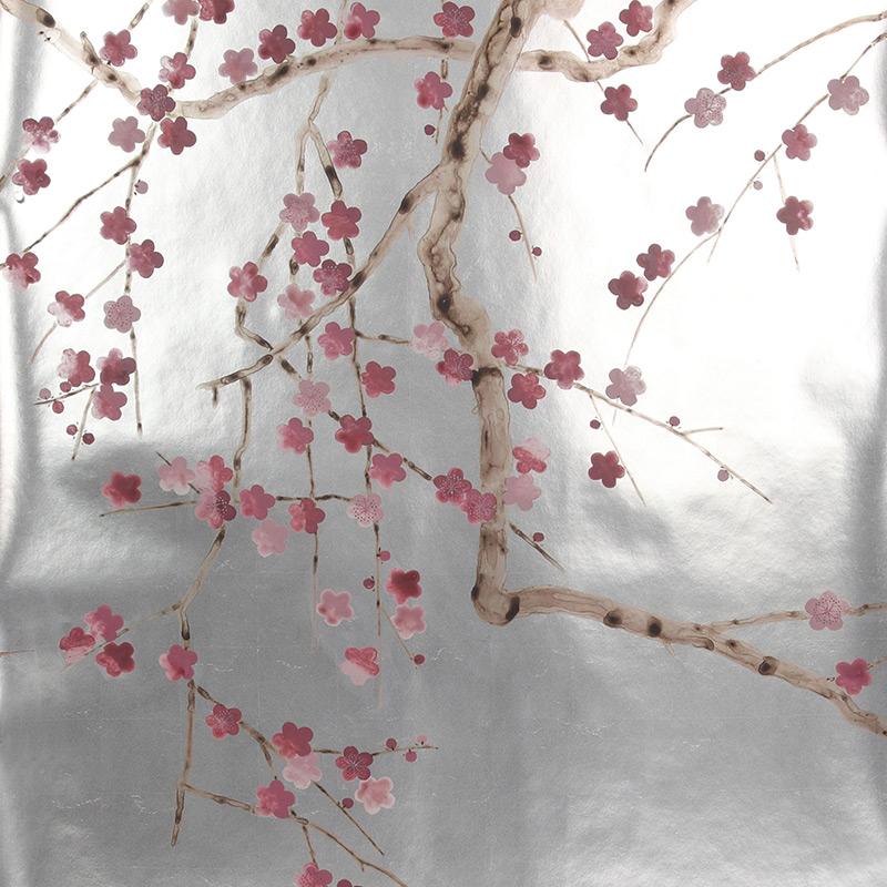 Обои ручная роспись Plum Blossom Blossom on Tarnished Silver gilded paper  в Сочи | Loft Concept 