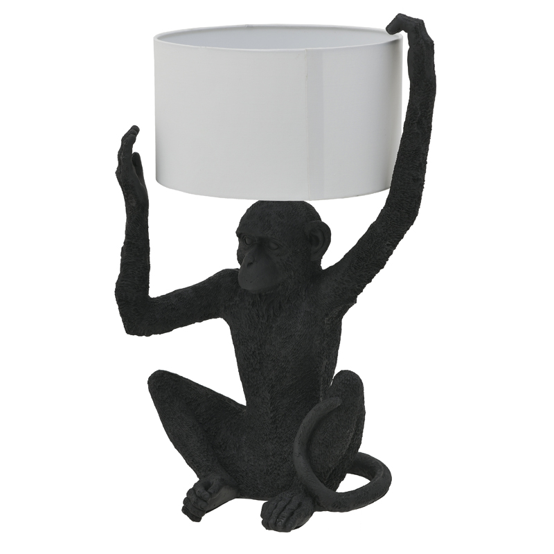 Настольная лампа Black Monkey Holding Lampshade Черный Белый в Сочи | Loft Concept 