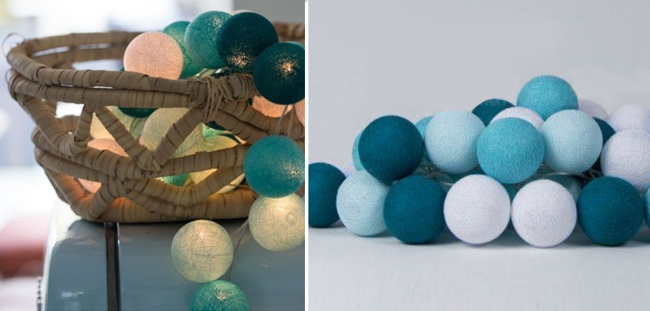 Гирлянда хлопковые фонарики Сotton Ball Aqua - Loft-Concept в Сочи