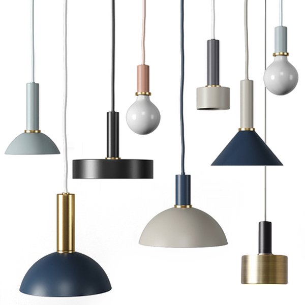 Подвесной светильник Ferm Living Socket Pendant High  Черный Латунь Голубой пастельный Темно-синий Белый Дымчатая Роза в Сочи | Loft Concept 