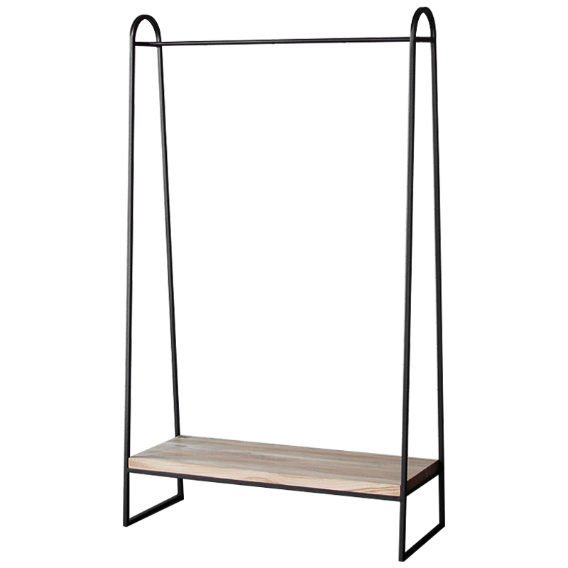 Рейл Amba Industrial Metal Rust Clothes Rail Черный Светлый дуб в Сочи | Loft Concept 