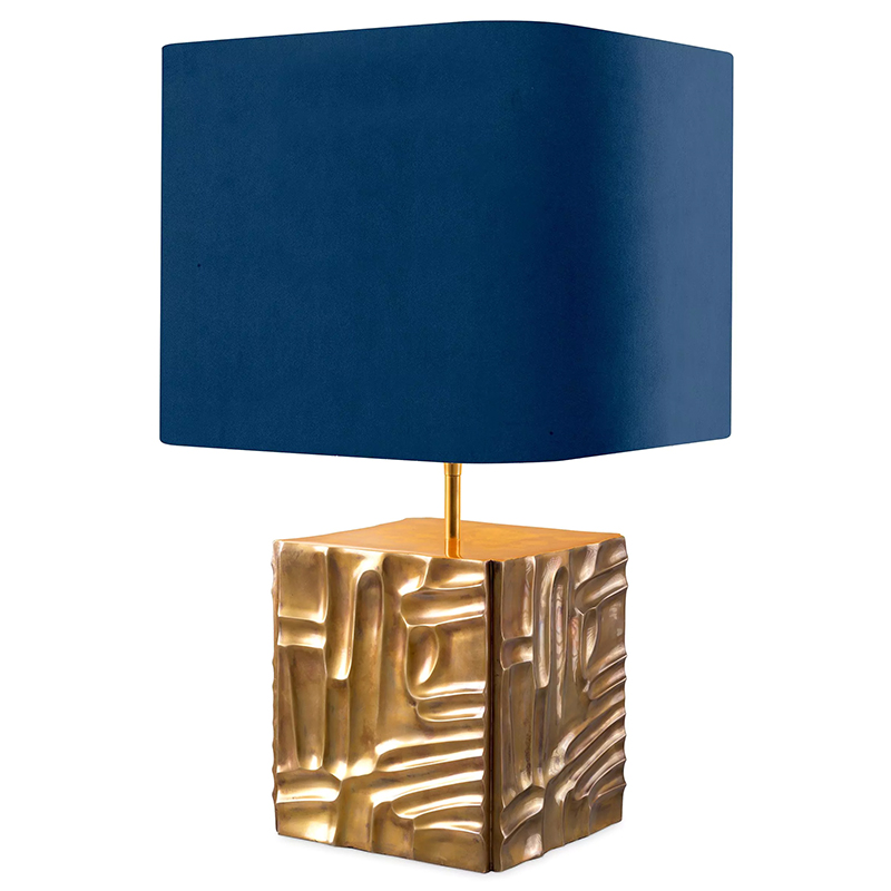 Настольная лампа Eichholtz Table Lamp Oregon Blue Velvet Синий Латунь в Сочи | Loft Concept 