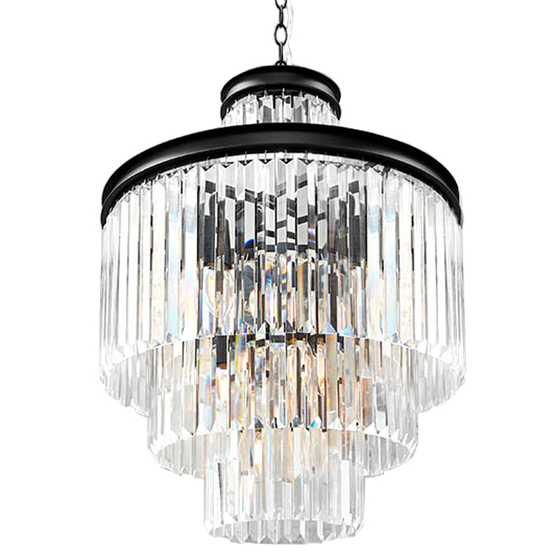 Люстра RH Odeon Chandelier Four Black 50 Прозрачное Стекло Черный в Сочи | Loft Concept 