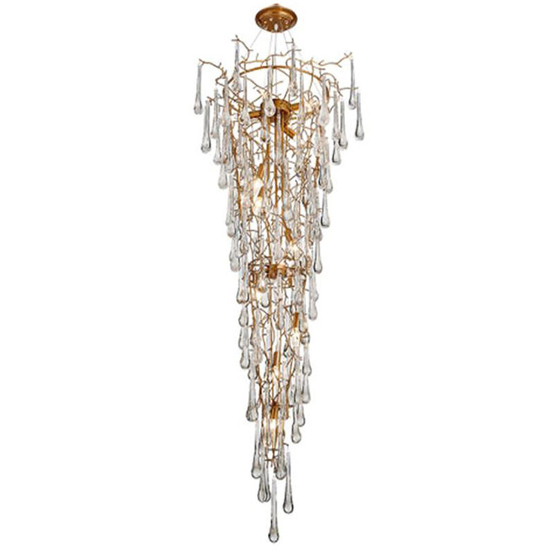 Люстра Waterfall Chandelier Crystal Drops Золотой Прозрачный в Сочи | Loft Concept 