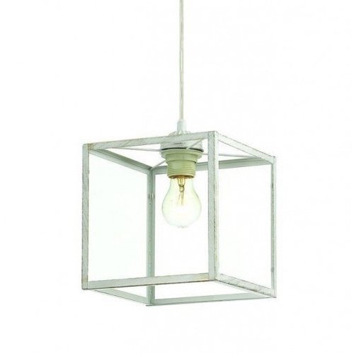 Подвесной светильник Loft Industrial Ortogonal Pendant Cube White Прозрачное Стекло Коричневый в Сочи | Loft Concept 