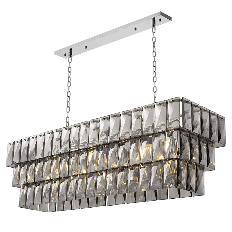 Люстра Eichholtz Chandelier Amazone Rectangular Nickel Никель Стекло Смок в Сочи | Loft Concept 