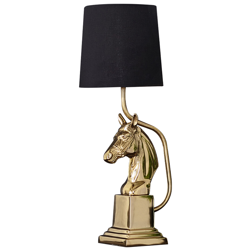 Настольная лампа с абажуром Lampshade Horse Sculpture Gold Черный Глянцевое золото в Сочи | Loft Concept 