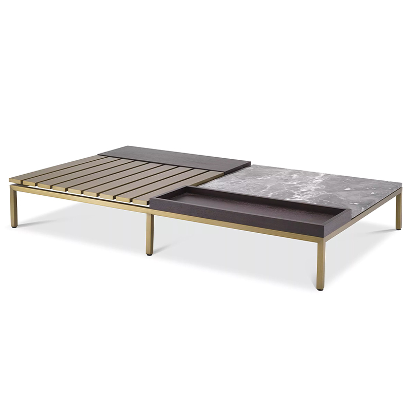 Кофейный стол Eichholtz Coffee Table Forma Латунь Серый Коричневый в Сочи | Loft Concept 