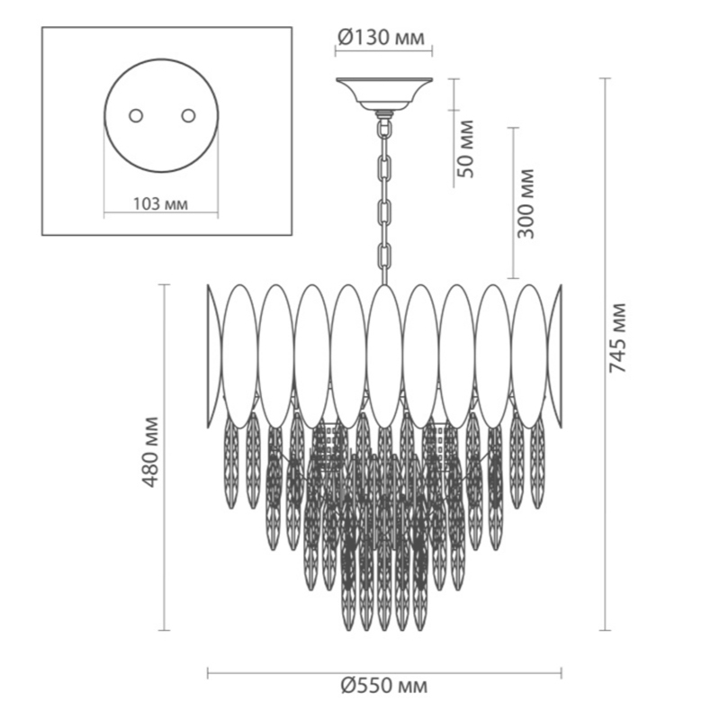 Люстра KEBO KING CHANDELIER four cascades D 55 в Сочи