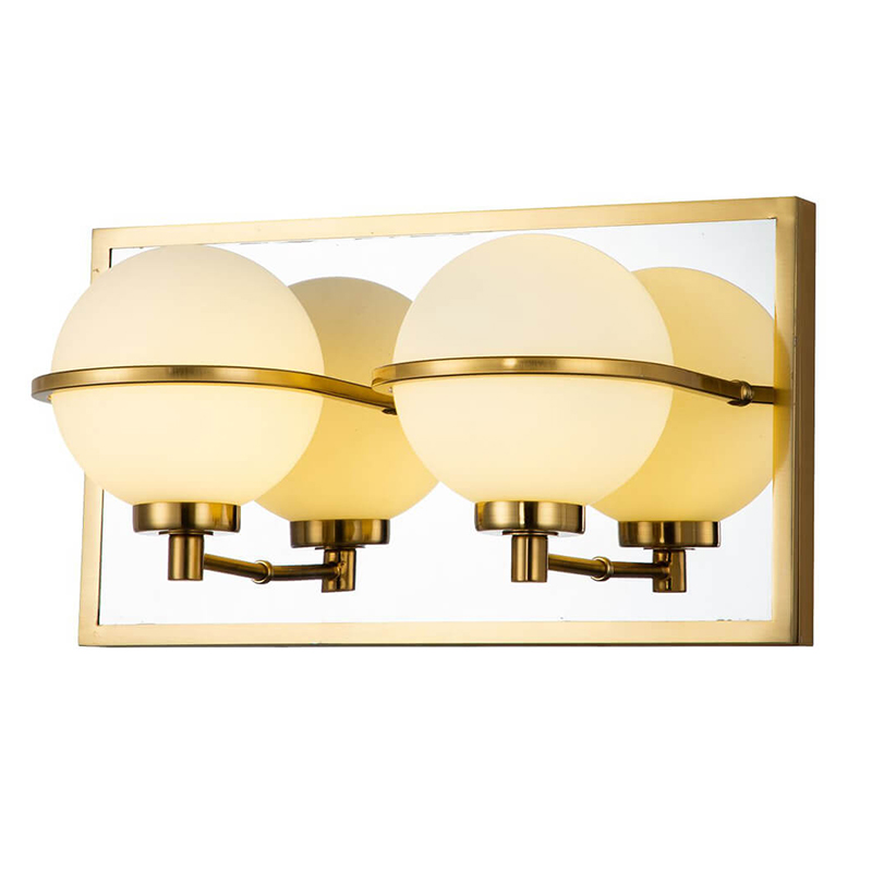 Бра Two Balls Reflection Wall Lamp Латунь Белый в Сочи | Loft Concept 