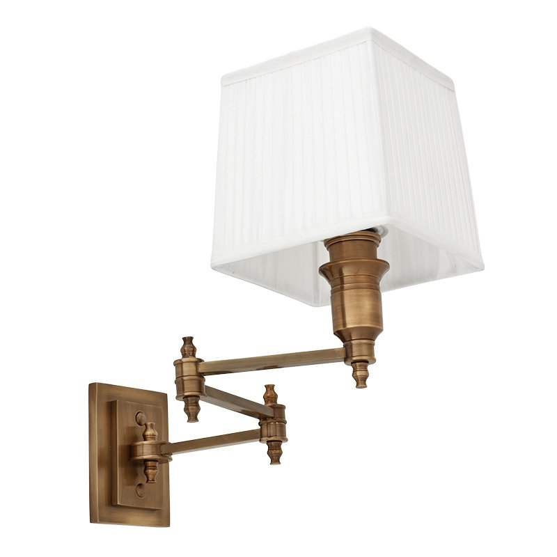 Бра Wall Lamp Lexington Swing Brass+White Латунь Античная полированная Белый в Сочи | Loft Concept 