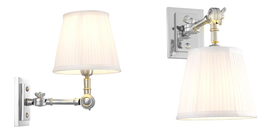 Бра Wall Lamp Wentworth Single Nickel+White Бра Wall Lamp Wentworth Single Nickel+White - Loft-Concept в Сочи