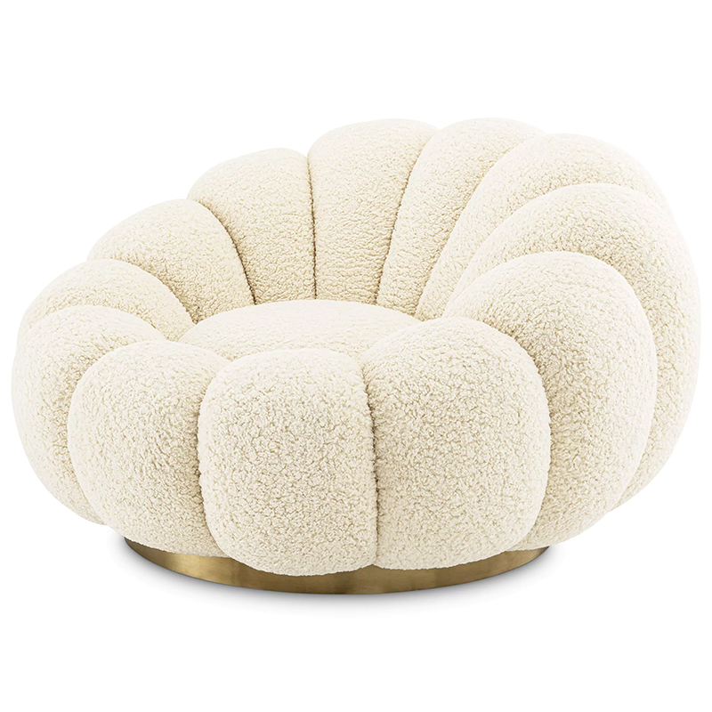 Кресло Eichholtz Swivel Chair Mello Faux Shearling Молочный Латунь в Сочи | Loft Concept 