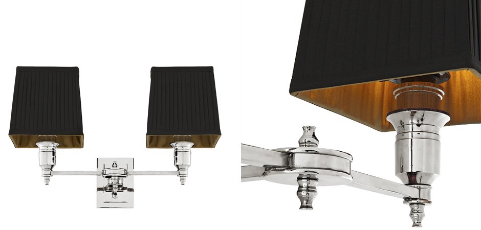 Бра Wall Lamp Lexington Double Nickel+Black Бра Wall Lamp Lexington Double Nickel+Black - Loft-Concept в Сочи