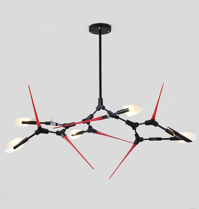 Люстра Red Spikes Chandelier 6 Черный Красный в Сочи | Loft Concept 