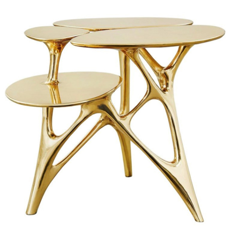 Дизайнерский приставной столик Lotus Small Side Table or End Table Brass by Zhipeng Tan Золотой в Сочи | Loft Concept 