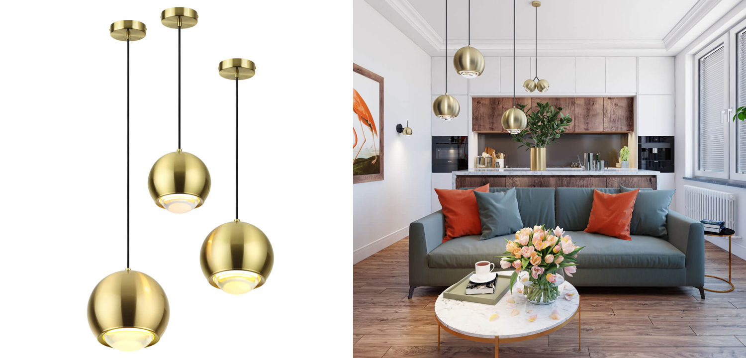 Подвесной светильник Ivor Pendant Gold - фото