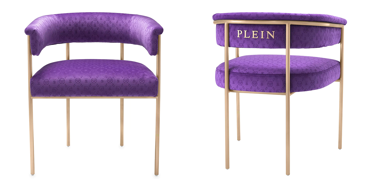 Стул Philipp Plein Dining Chair Monogram Фиолетовый - фото №1