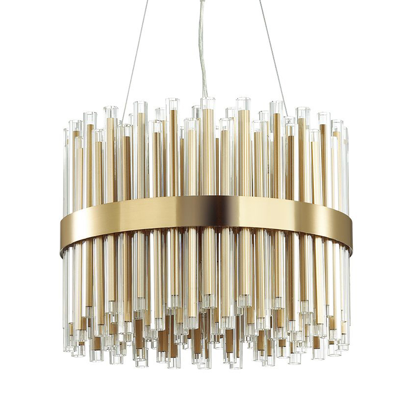 Люстра Gladwin Round Glass Tubes Chandelier Золотой Прозрачный в Сочи | Loft Concept 