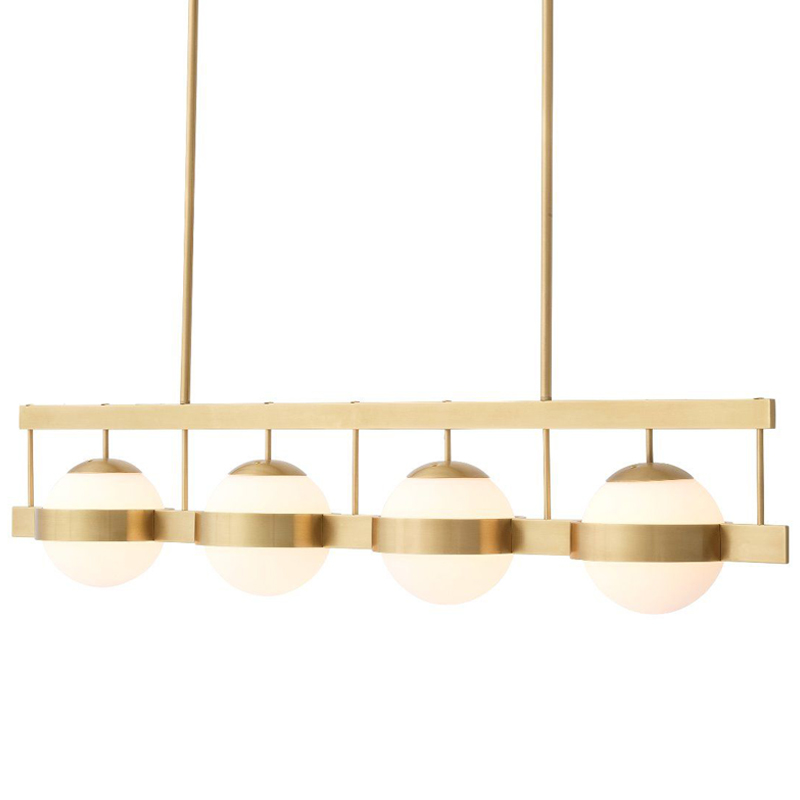 Люстра Eichholtz Chandelier Biba Brass Латунь Античная полированная Белое матовое стекло в Сочи | Loft Concept 