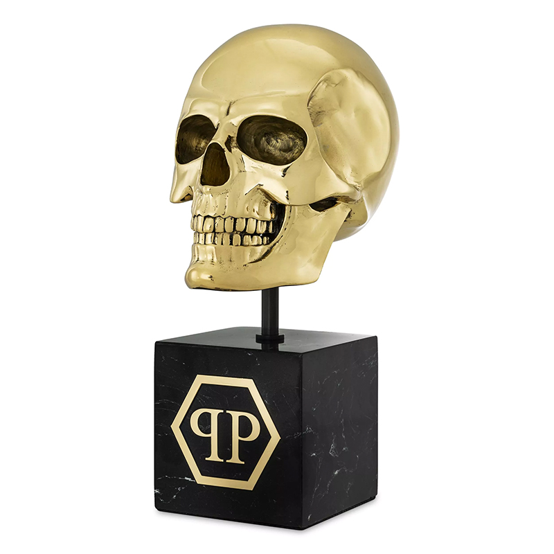 Статуэтка Philipp Plein Gold Skull L Черный Золотой в Сочи | Loft Concept 