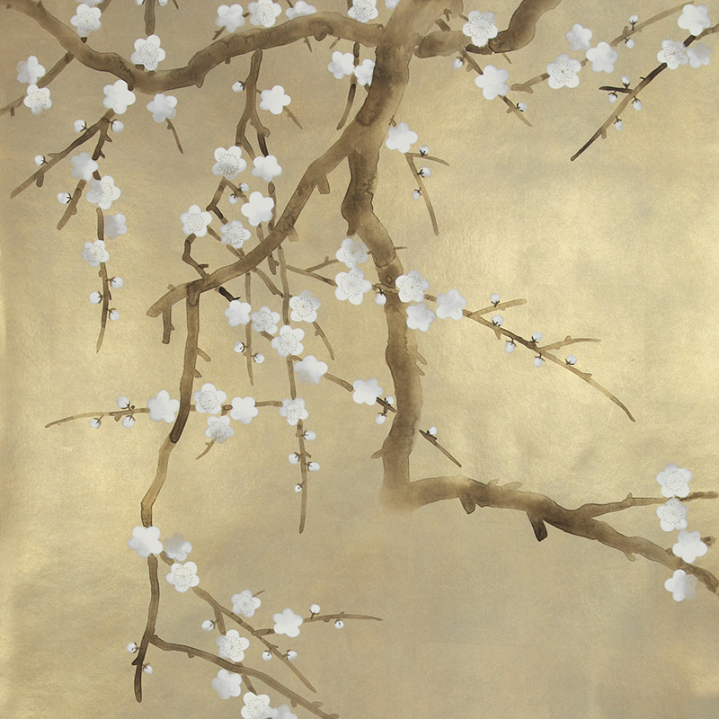 Обои ручная роспись Plum Blossom Colourway SC-231 on Krugerrand gilded paper Обои ручная роспись Plum Blossom Colourway SC-231 on Krugerrand gilded paper в Сочи | Loft Concept