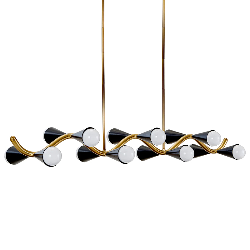 Линейная люстра Jonathan Adler CARACAS WAVE CHANDELIER Латунь Черный в Сочи | Loft Concept 