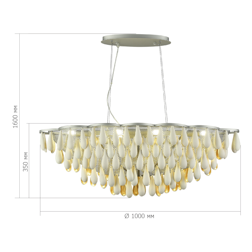 Люстра с подвесками в форме капель на серебристом каркасе Raindrop в Сочи