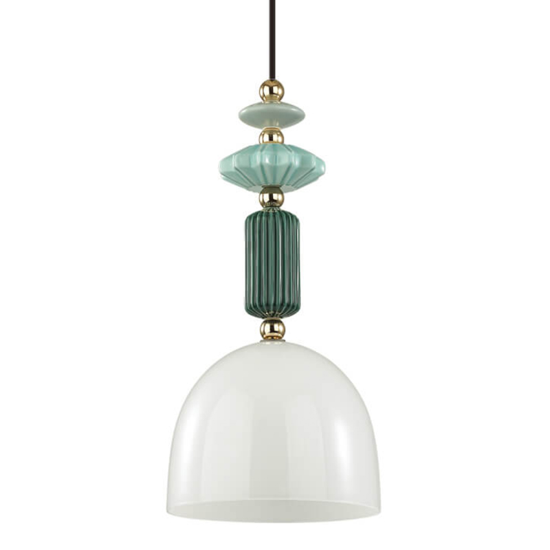 Подвесной светильник Iris hanging lamp green Белое матовое стекло Зеленый в Сочи | Loft Concept 