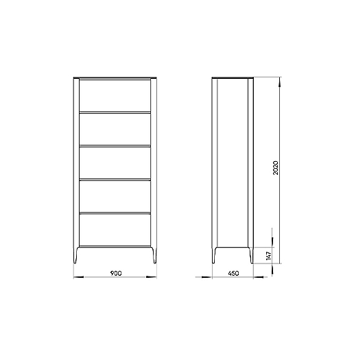 Стеллаж прямой темно-серый с открытыми полками Type  в Сочи