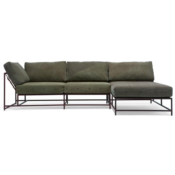 Угловой диван Olive Military Fabric Sectional sofa  Оливковый в Сочи | Loft Concept 