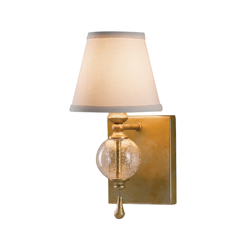 Бра со стеклянным шарообразным декором с пузырьками и бежевым абажуром Feiss Серебряный Белый Бежевый в Сочи | Loft Concept 