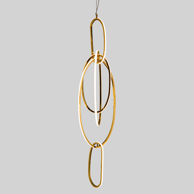 Люстра Vertical Gold Oval Rings Chandelier Золотой в Сочи | Loft Concept 