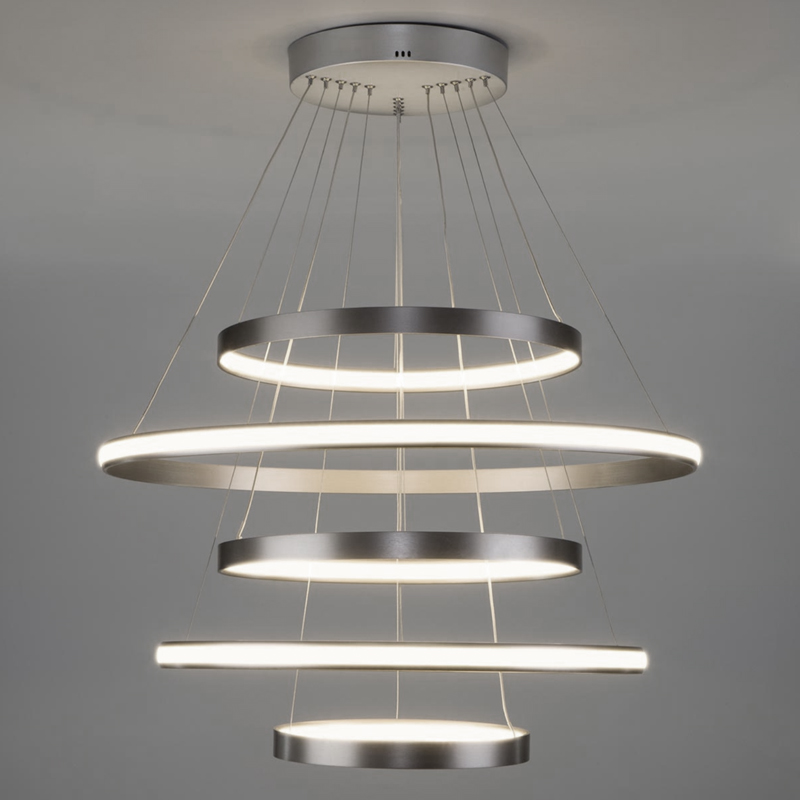 Люстра Light Ring  Vertical Silver 5 колец Никель Сатин в Сочи | Loft Concept 